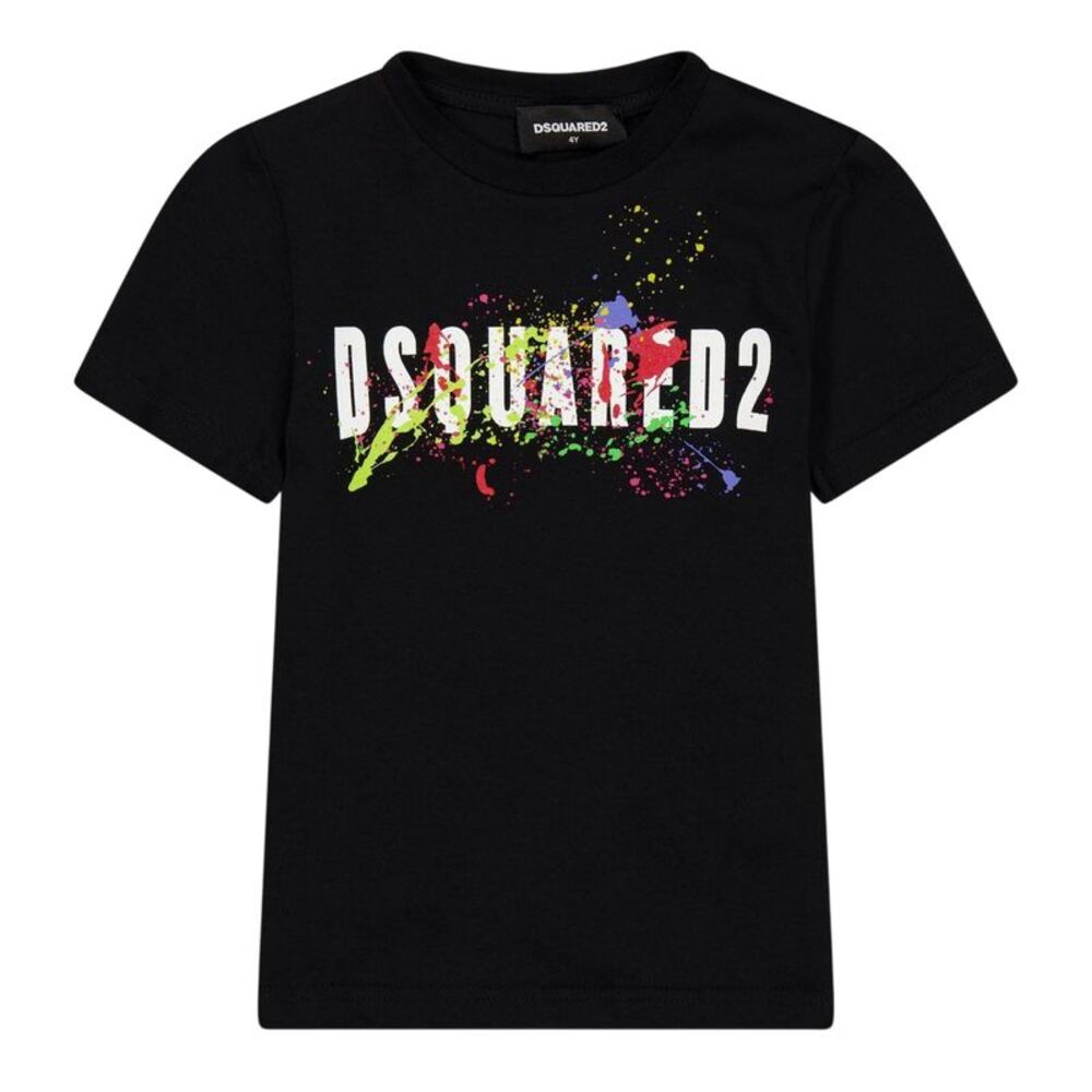 DSquared2 Childrens/Kids Spray Paint Logo T-Shirt / Black